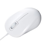 マウス 有線 静音 小型 ブルーLED ケーブル長1.5m 左右対称 抗菌 SIAA ISO 22196取得 3ボタン ホワイト MA-YBSK315W