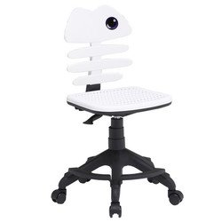 FISH型 学習チェア 本体サイズ：幅46×奥行48×高さ400～470（cm） 本体ホワイト/脚部 ブラック DW-370 WH