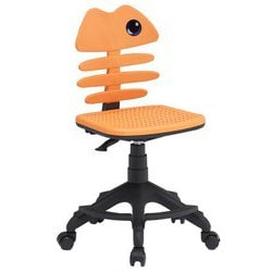 FISH型 学習チェア 本体サイズ：幅46×奥行48×高さ400～470（cm） 本体オレンジ/脚部 ブラック DW-370 OR
