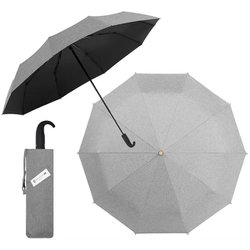 日傘 折りたたみ傘 晴雨兼用 solshade（ソルシェード） 021 53cm 手開き式 遮光率100％ UPF50 紫外線遮蔽率99.9％ 杢グレー