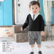 対象年齢:2歳 Vネック ロンパースセット(クロ)80