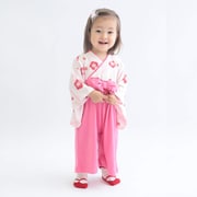 対象年齢:0歳~1歳 梅柄女児袴 ロンパース (桃)60