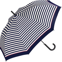 雨傘 長傘 晴雨兼用 UNISEX BASIC JUMP Wpc. ピンクラインボーダー UX01-038-001