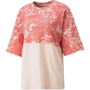 PUMA POWER カラーブロック サマー Tシャツ 675684 66 ROSE DUST Mサイズ [トレーニングウェア 半袖シャツ レディース]