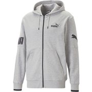 PUMA POWER カラーブロック フルジップ フーディー 675714 04 Light Gray Heather Lサイズ [トレーニングウェア パーカー メンズ]