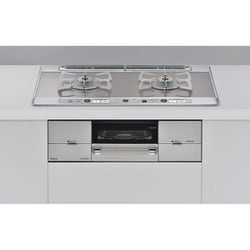 ビルトインガスコンロ Udea ef（ユーディアエフ） レンジフード連動タイプ 幅75cm プロパンガスLPG ガラストップ（ミストシルバー） 前面パネル（シルバー） ココットプレート付属 左強火 RHS721W26S11RAVL/LP