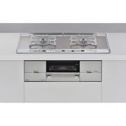 ビルトインガスコンロ Udea ef(ユーディアエフ) レンジフード連動タイプ 幅75cm プロパンガスLPG ガラストップ(ミストシルバー) 前面パネル(シルバー) ココットプレート付属 左強火 RHS721W26S11RAVL/LP