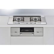 ビルトインガスコンロ Udea ef(ユーディアエフ) レンジフード連動タイプ 幅75cm 都市ガス12・13A ガラストップ(ミストシルバー) 前面パネル(シルバー) ココットプレート付属 左強火 RHS721W26S13RAVL/13A
