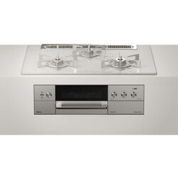 ビルトインガスコンロ DELICIA（デリシア） 3V乾電池タイプ 幅75cm 都市ガス12・13A ガラストップ（アローズホワイト） 前面パネル（ステンレス） ザ・ココット・ココットプレート付属 RHS71W30E14RCASTW/13A