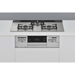 ビルトインガスコンロ Mytone（マイトーン） レンジフード連動タイプ 幅75cm 都市ガス12・13A ガラストップ（シルキーシルバー） 前面パネル（シルバー） ココットプレート付属 RHS71W35T2DGAVW/13A