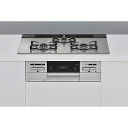 ビルトインガスコンロ Mytone（マイトーン） レンジフード連動タイプ 幅75cm プロパンガスLPG ガラストップ（シルキーシルバー） 前面パネル（シルバー） ココットプレート付属 RHS71W35T2DGAVW/LP