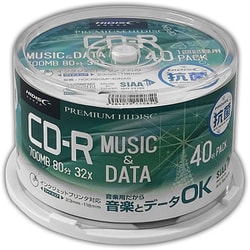 SIAA 抗菌仕様データ/音楽兼用CD-R 40枚 HDCR80MP40NAB