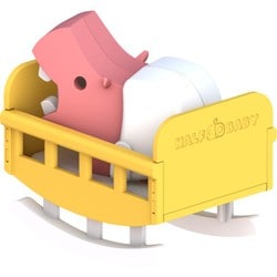 知育玩具 HALF TOYS（ハーフトイズ） 動物フィギュア ベビーベッド付き HIPPO BABY（ベビーカバ）