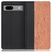 WORK08GG-KA-GPX7A [天然木仕様の本革スマホケース Google Pixel 7a用 スタンド機能＆カードポケット付き 花梨]