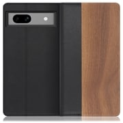 WORK08GG-KU-GPX7A [天然木仕様の本革スマホケース Google Pixel 7a用 スタンド機能＆カードポケット付き 胡桃]