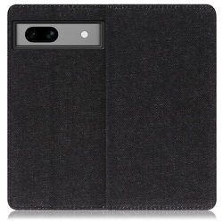WORK17GG-BK-GPX7A [デニム生地スマホケース Google Pixel 7a用 スタンド機能＆カードポケット付き ブラック]