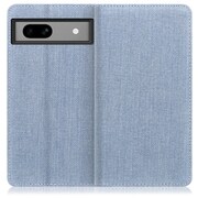 WORK17GG-LTBU-GPX7A [デニム生地スマホケース Google Pixel 7a用 スタンド機能＆カードポケット付き ライトブルー]