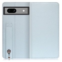 WORK23GG-BU-GPX7A [ベルト付きの本革スマホケース Google Pixel 7a用 スタンド機能＆カードポケット付き スカイブルー]