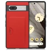 WORK28GG-RD-GPX7A [PUレザースマホケース Google Pixel 7a用 カードポケット&ストラップホール付き レッド]
