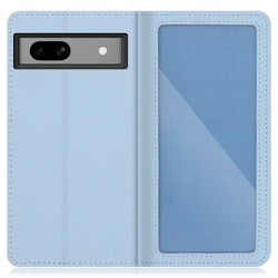 WORK35GG-BU-GPX7A [本革スマホケース Google Pixel 7a用 カスタマイズ機能&スタンド機能＆カードポケット付き スカイブルー]