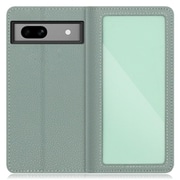 WORK35GG-DG-GPX7A [本革スマホケース Google Pixel 7a用 カスタマイズ機能&スタンド機能＆カードポケット付き ダルグリーン]