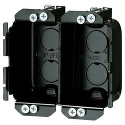 SBP-2FGYM [小判穴ホルソー用パネルボックス 鉄製 深形 あと付けはさみボックス 2ヶ用/仕切板付 黒 1個]