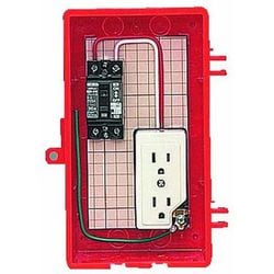 未来工業 ベージュ 屋外電力用仮設ボックス (漏電しゃ断器・分岐ブレーカ・コンセント内蔵) 30mA 297×364×135 防水コンセント 屋外電力用仮設ボックス (漏電しゃ断器・分岐ブレーカ・コンセント内蔵)