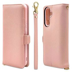 Galaxy A54 5G用 ケース カバー 手帳型 カード入れ スタンド機能 ハンドストラップ付き ライトピンク 7479GA54BO