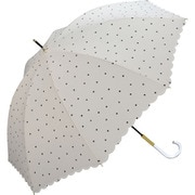 長傘 晴雨兼用 ミルキードット 58cm 手開き式 紫外線防止効果 オフ(オフホワイト) 6375-01-001OF