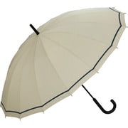 長傘 晴雨兼用 UNISEX 16K アンブレラ 60cm 手開き式 紫外線防止効果 ベージュシングルライン UX02-078-001