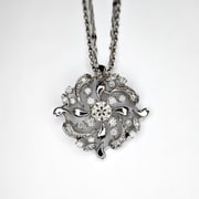 K18WG/K18WGダイヤモンドプチネックレス トップ18×18mm チェーン45cm 028718957
