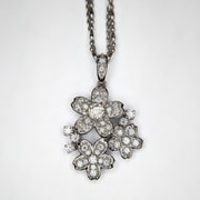 K18WG/K18WGダイヤモンドプチネックレス トップ26×17mm チェーン45cm 028716384