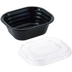 夢彩ごぜん 長角丼 本体黒/嵌合蓋透明 50セット TSR-136 GDV8401