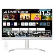 32SQ730S-H [31.5型 LG SMART Monitor（スマートモニター）/ALLホワイト/4K（3840×2160）/webOS 22 Tver twitch対応/アンチグレア/DCI-P3 90％/USB Type-C（PD65W）/eARC・CEC対応HDMI/AI輝度/AIサウンド/5W＋5W スピーカー]