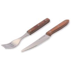 ヤクセル強化木カトラリ― ステーキナイフフォークセット 125490