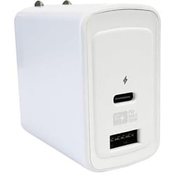USB急速充電器 USB PD（パワーデリバリー）対応 65W USB-A×1/USB-C×1 GaNチップ搭載 自動識別IC搭載 リバーシブルUSBポート 可動式プラグ採用 ホワイト AC-050