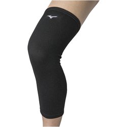 膝サポーター(ロング／パッド無／1個入り) V2MYA010 09_ブラック×ホワイト [バレーボール 膝サポーター ユニセックス]