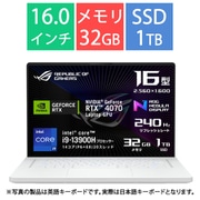 ゲーミングノートPC/ROG Zephyrus G16/16型/Core i9-13900H/GeForce RTX 4070/メモリ 32GB/SSD 1TB/Windows 11 Home/ムーンライトホワイト GU603VI-I9R4070W