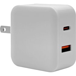 USB 急速充電器 USB PD（パワーデリバリー）/QC（クイックチャージ）対応 20.0W USB-C×1/USB-A×1 90°回転式収納プラグ LGRY RACCA20W01ULGRY