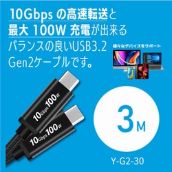 USB3.2 Gen2 3m 10Gbps PD3.0 100W eMarkerIC 4K-60Hz ヨドバシカメラ限定 Y-G2-30