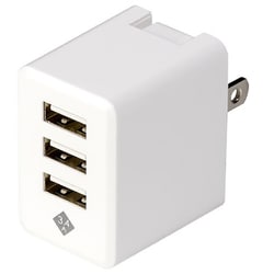 USB AC充電器 最大出力3.4A USB-A×3 トラッキング火災防止プラグ スイング式ACプラグ採用 ホワイト JYU-ACU10W