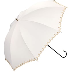 日傘 晴雨兼用 Wpc. 遮光星柄スカラップ 50cm 手開き式 完全遮光・完全UVカット オフ（オフホワイト） 81-19720-101OF