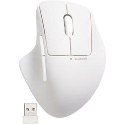 無線 2.4GHz マウス 静音 ワイヤレスマウス 7ボタン チルトホイール付 エルゴノミクス 【Windows 11 Mac Chrome 対応】 抗菌 Mサイズ SHELLPHA ホワイト M-SH30DBSKWH