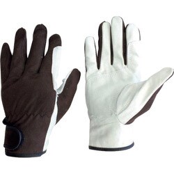 2730-M [ユニワールド 豚本革手袋（袖口マジックタイプ） WORKS HOMME ハイブリッド マグナム（当付） M]