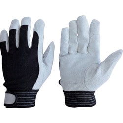 310-L [ユニワールド 豚本革手袋（袖口マジックタイプ） 革手工房 豚スエード 背抜き当付マジック L]