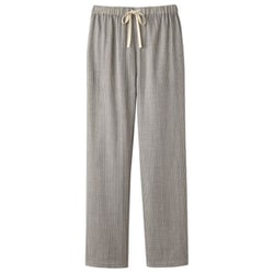 綿100％やわらか二重ガーゼパンツ チャコールギンガム L