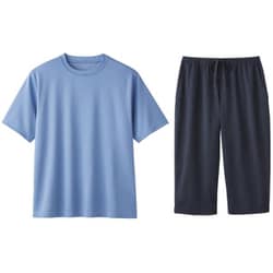さらっと爽快上下セット【男性用】 ブルー×ネイビー M