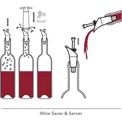 バキュバン ワインサーバー&セーバー (ストッパー付) ワイン保存器具 ステンレス製 バキュバン ステンレスセット （ ワイン