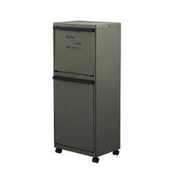 Boite e-LABO 多段分別 ペール ゴミ箱 2段 上段15L 下段25L キャスター付き カーキ ELB-3521 KH