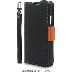 CR_AW3CSPLNU_BO [AQUOS wish3 対応 手帳型ケース カード収納/ストラップ付き NU ブラック×オレンジ]